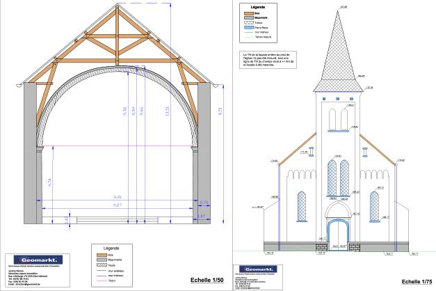 Relevé topographique d’une ancienne église.